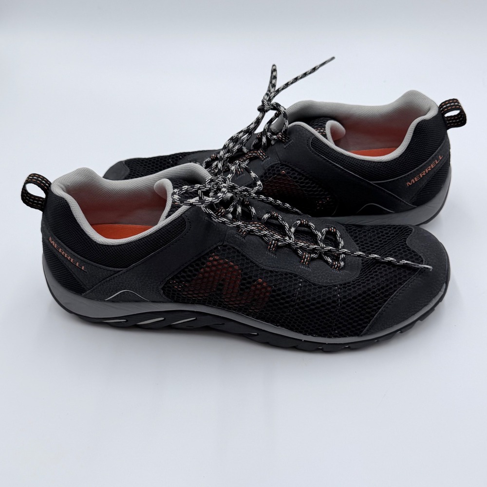 Merrell Mens J289763C Hiking Shoes Black Grey Orange Mesh Trail Sneakers Size 15